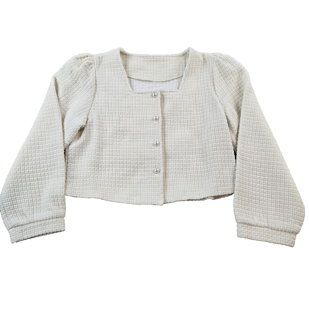 Dazy Women's Layering Jacket Textured‎ Cropped Pearl Button 3/4 Sleeve Size XL